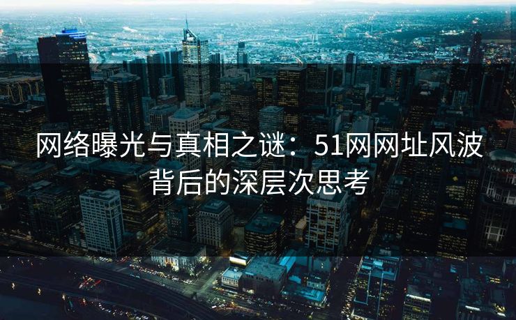 网络曝光与真相之谜：51网网址风波背后的深层次思考