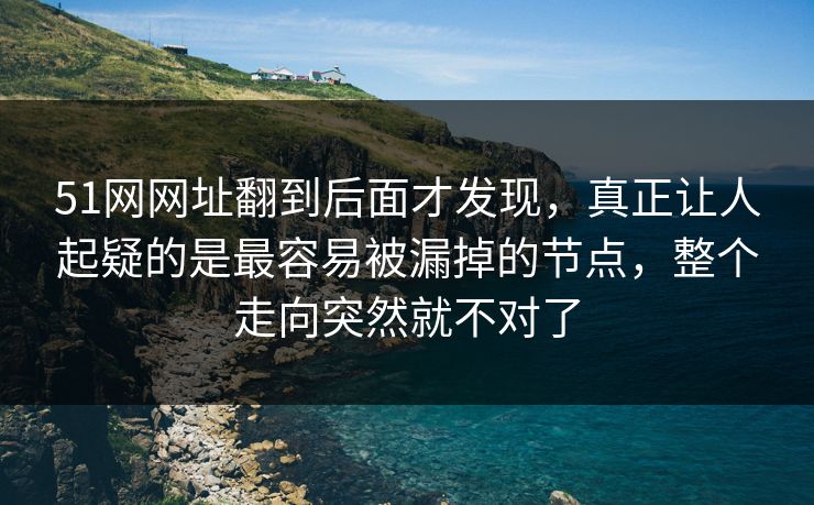 51网网址翻到后面才发现，真正让人起疑的是最容易被漏掉的节点，整个走向突然就不对了