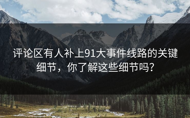 评论区有人补上91大事件线路的关键细节，你了解这些细节吗？