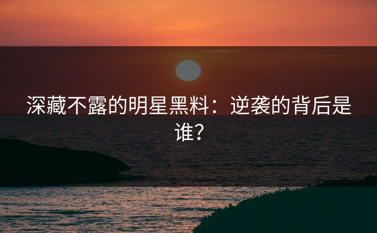 深藏不露的明星黑料：逆袭的背后是谁？