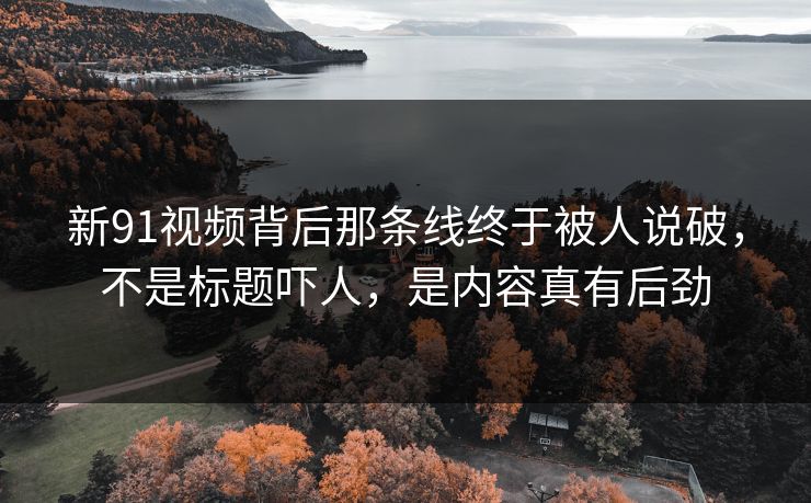 新91视频背后那条线终于被人说破，不是标题吓人，是内容真有后劲