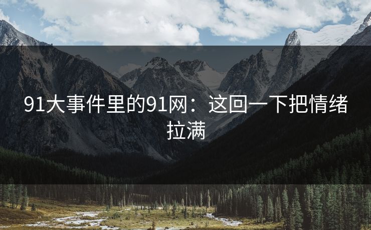 91大事件里的91网：这回一下把情绪拉满