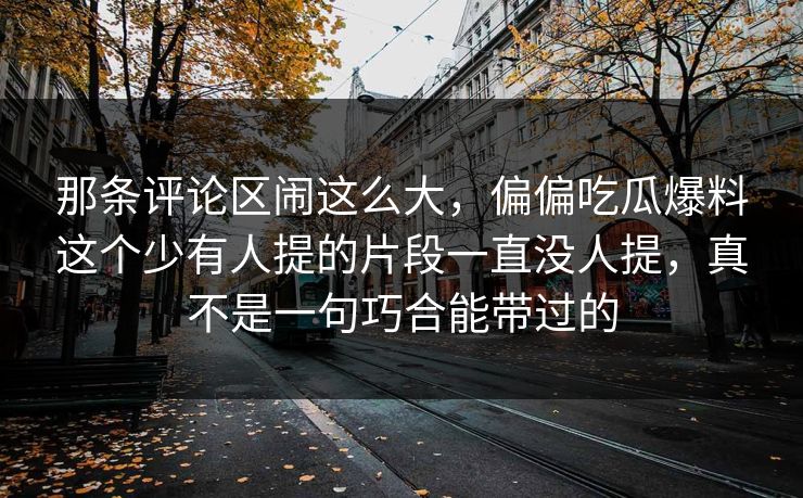 那条评论区闹这么大，偏偏吃瓜爆料这个少有人提的片段一直没人提，真不是一句巧合能带过的