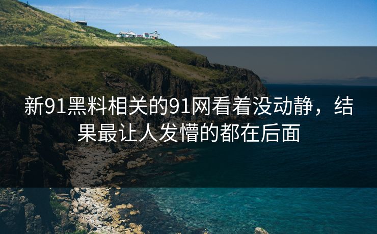 新91黑料相关的91网看着没动静，结果最让人发懵的都在后面